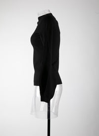 Pull à manches longues Romance en laine - Noir