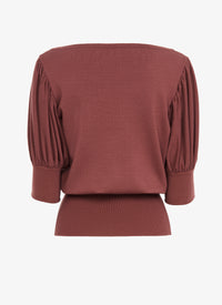 Wool short sleeves jumper - Chestnut