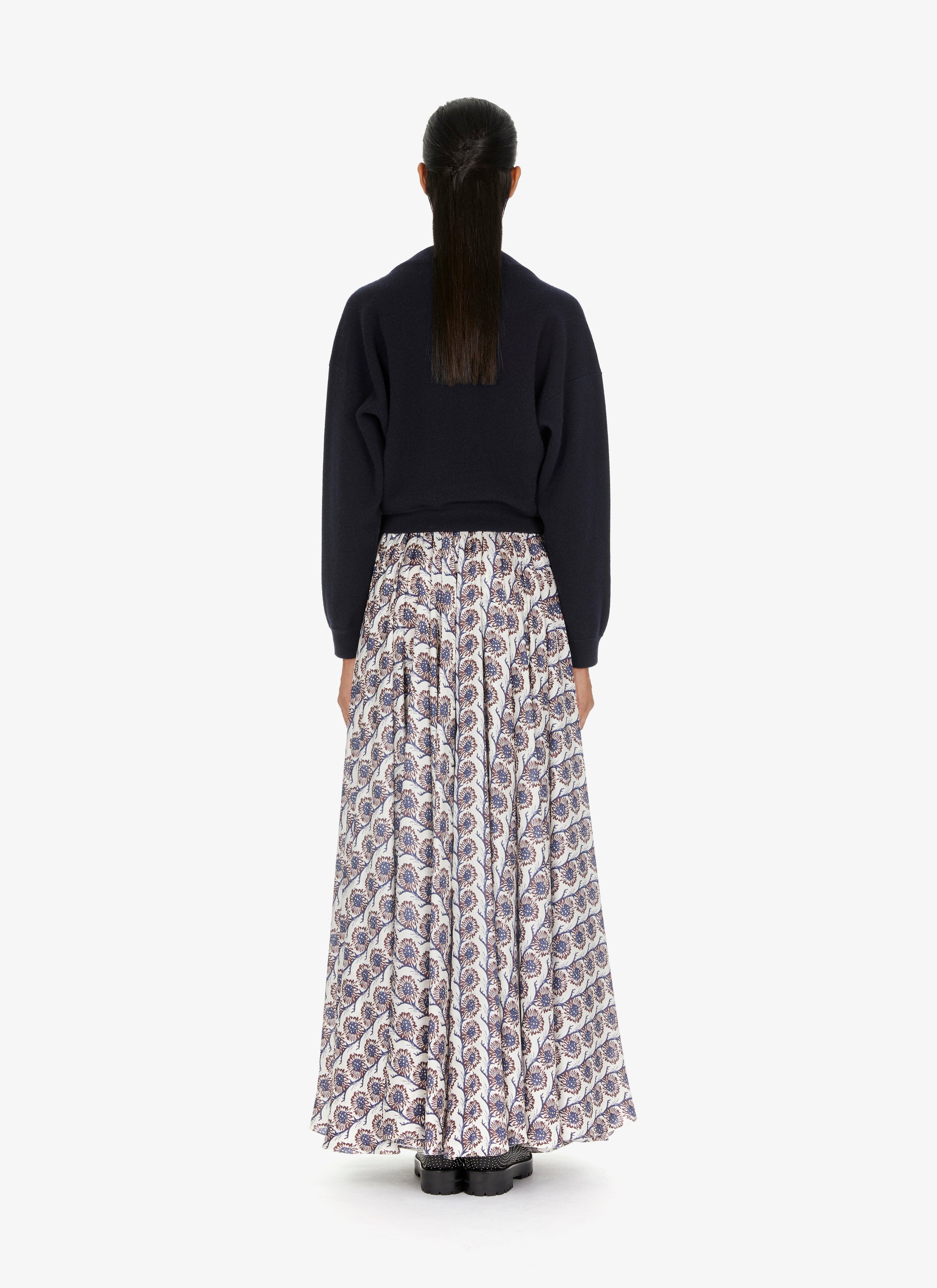 Wide jumper in felted cashmere - Night