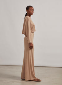 Cashmere and silk knitted jumper - Sand