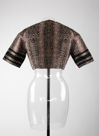 Pull court en maille jacquard animalier - Noir & Chair