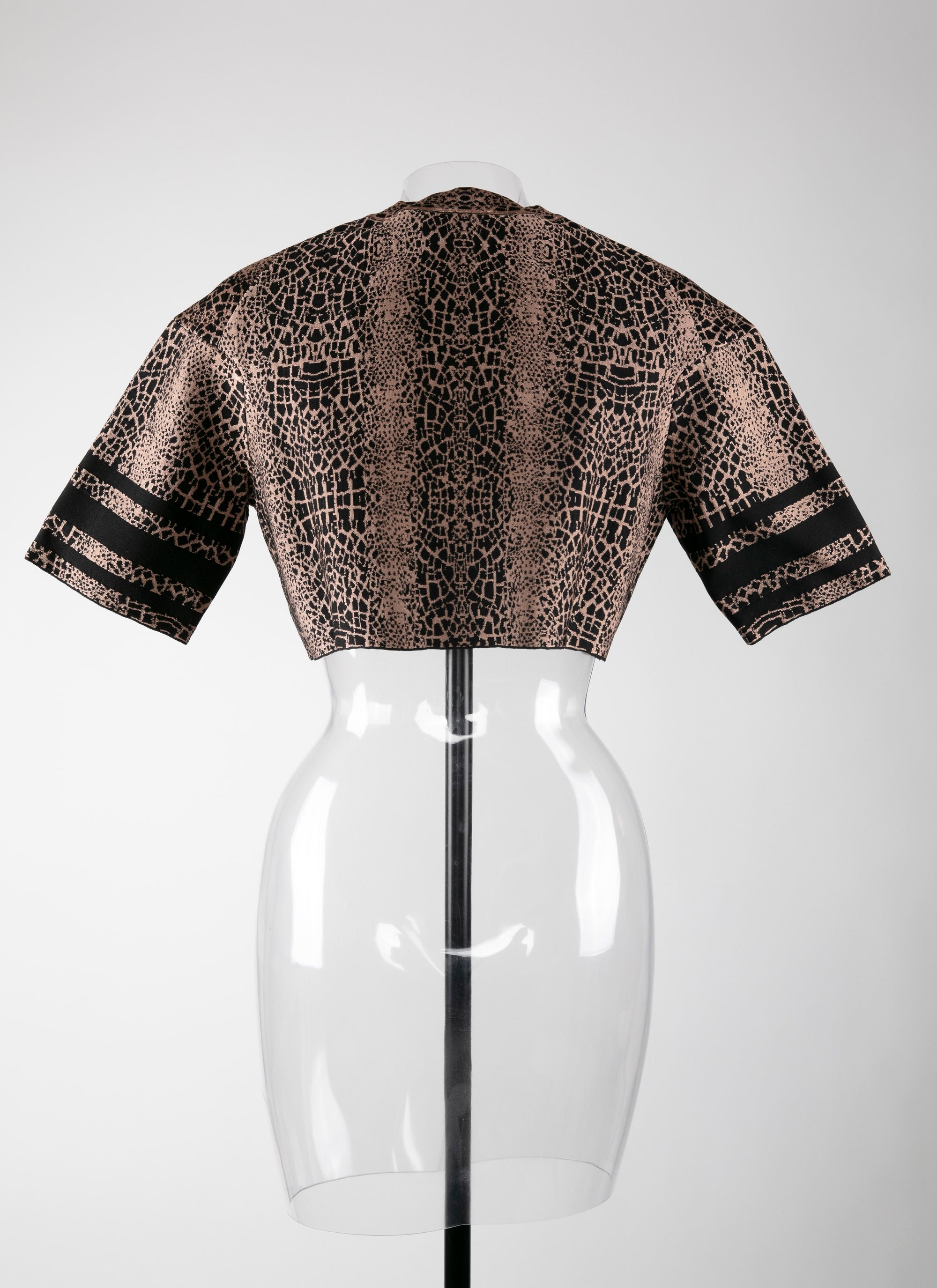 Pull court en maille jacquard animalier - Noir & Chair