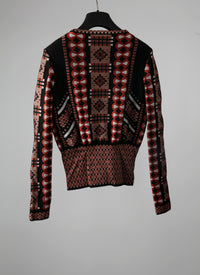 Long sleeve knitted crew neck jumper - Rosewood & Black