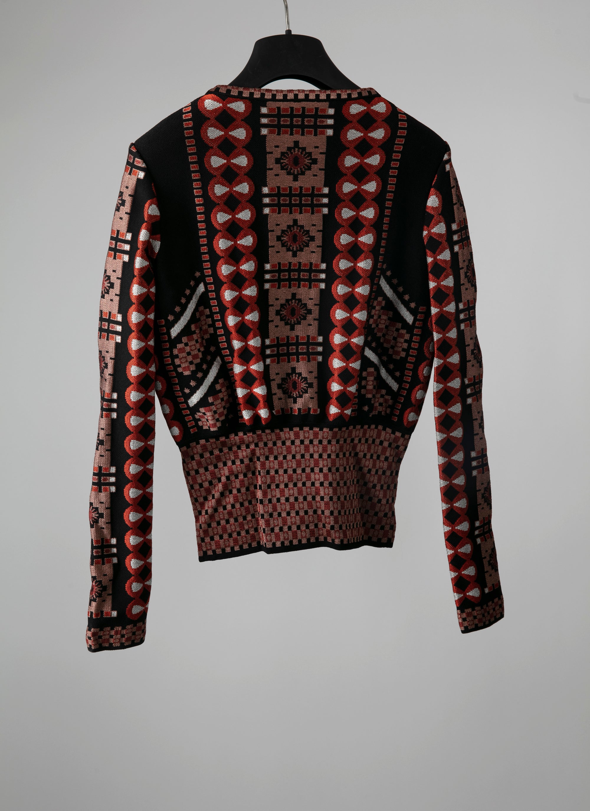 Long sleeve knitted crew neck jumper - Rosewood & Black