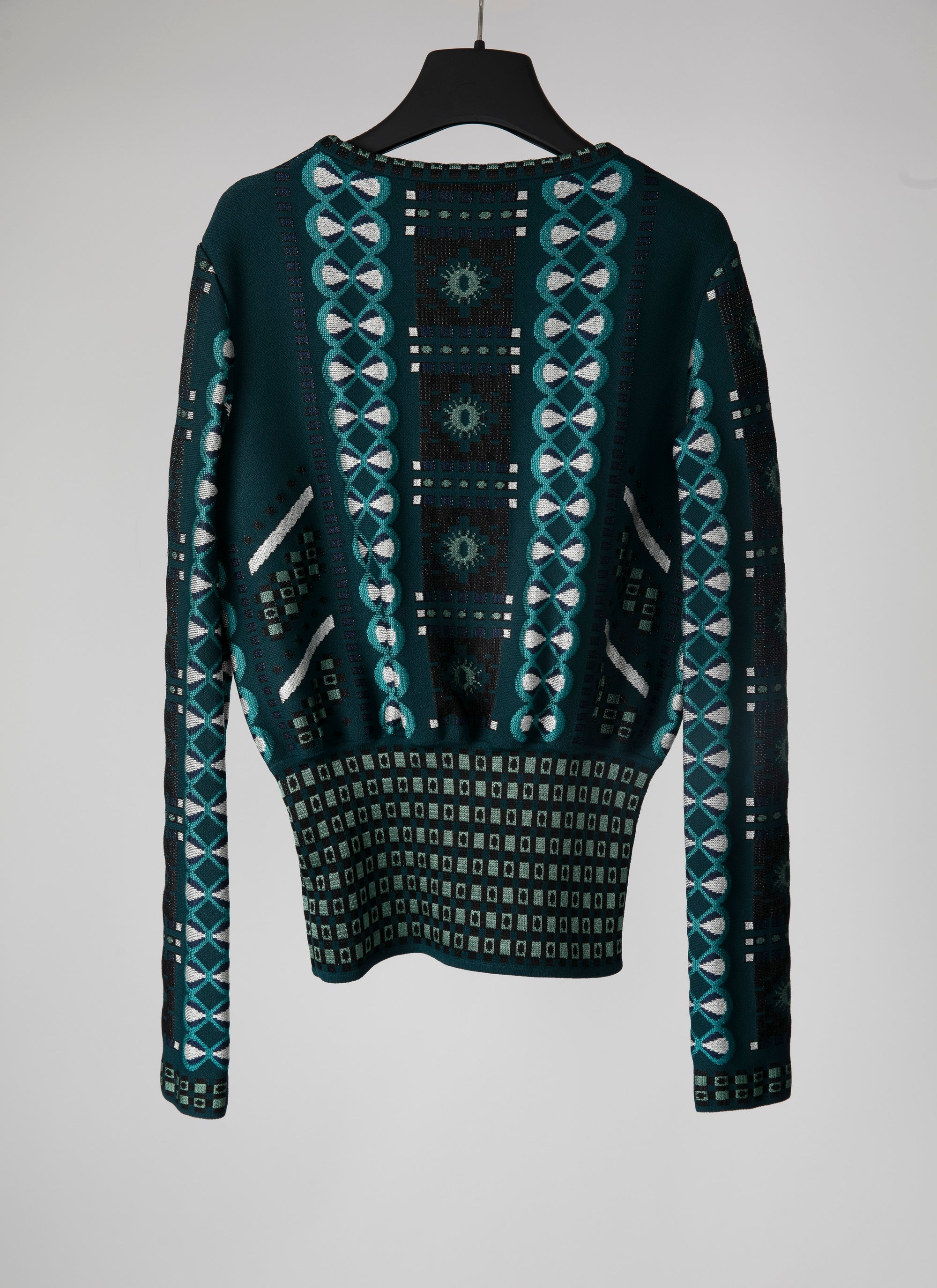 Pull ras du cou à manches longues en maille - Petrole & Bleu