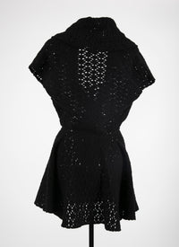 Sleeveless lace jacket in wool - Black