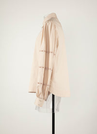 Chemise à manches bouffantes et ajourées - Vanille