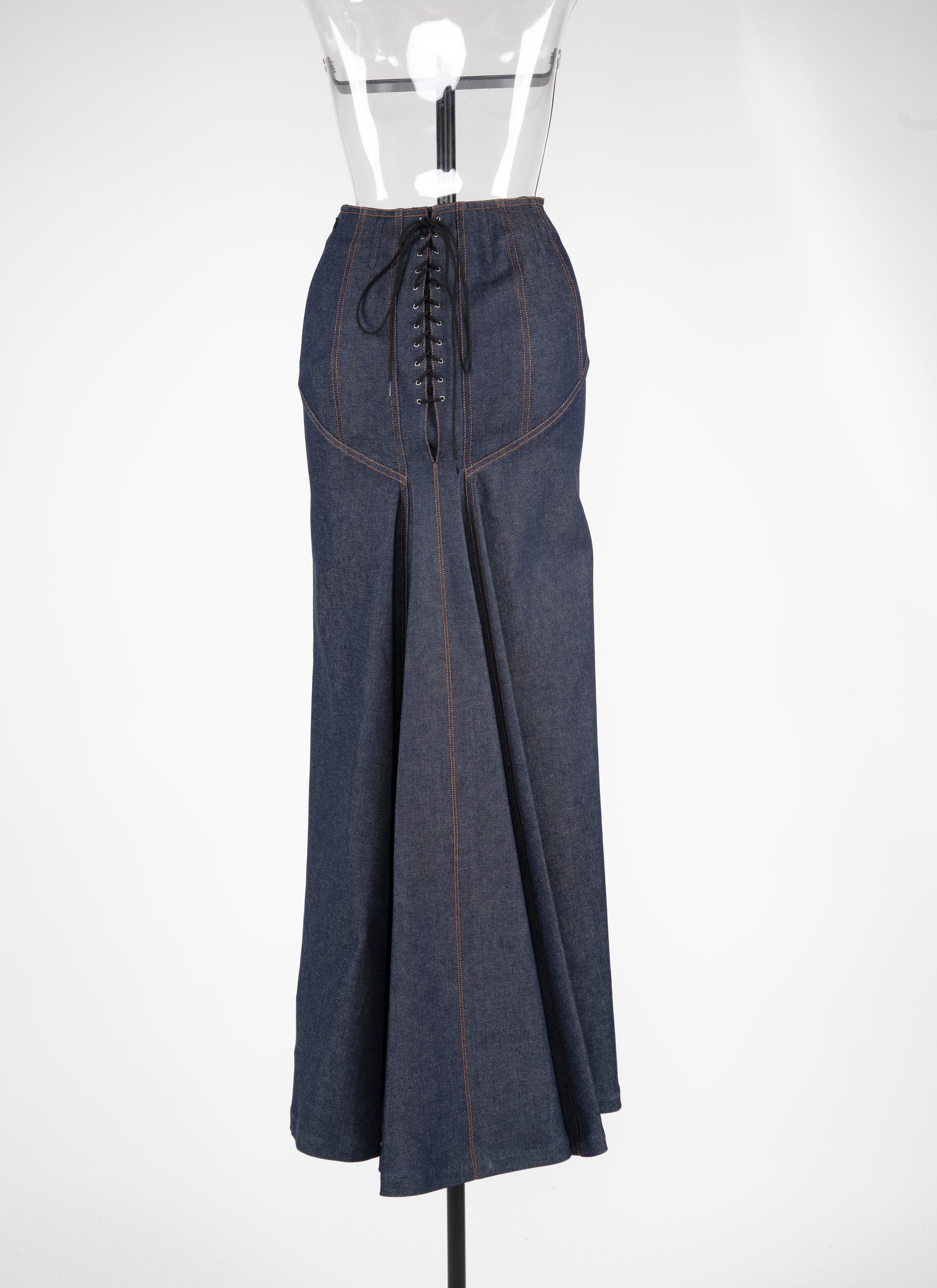 Denim lace-up skirt - Dark Navy