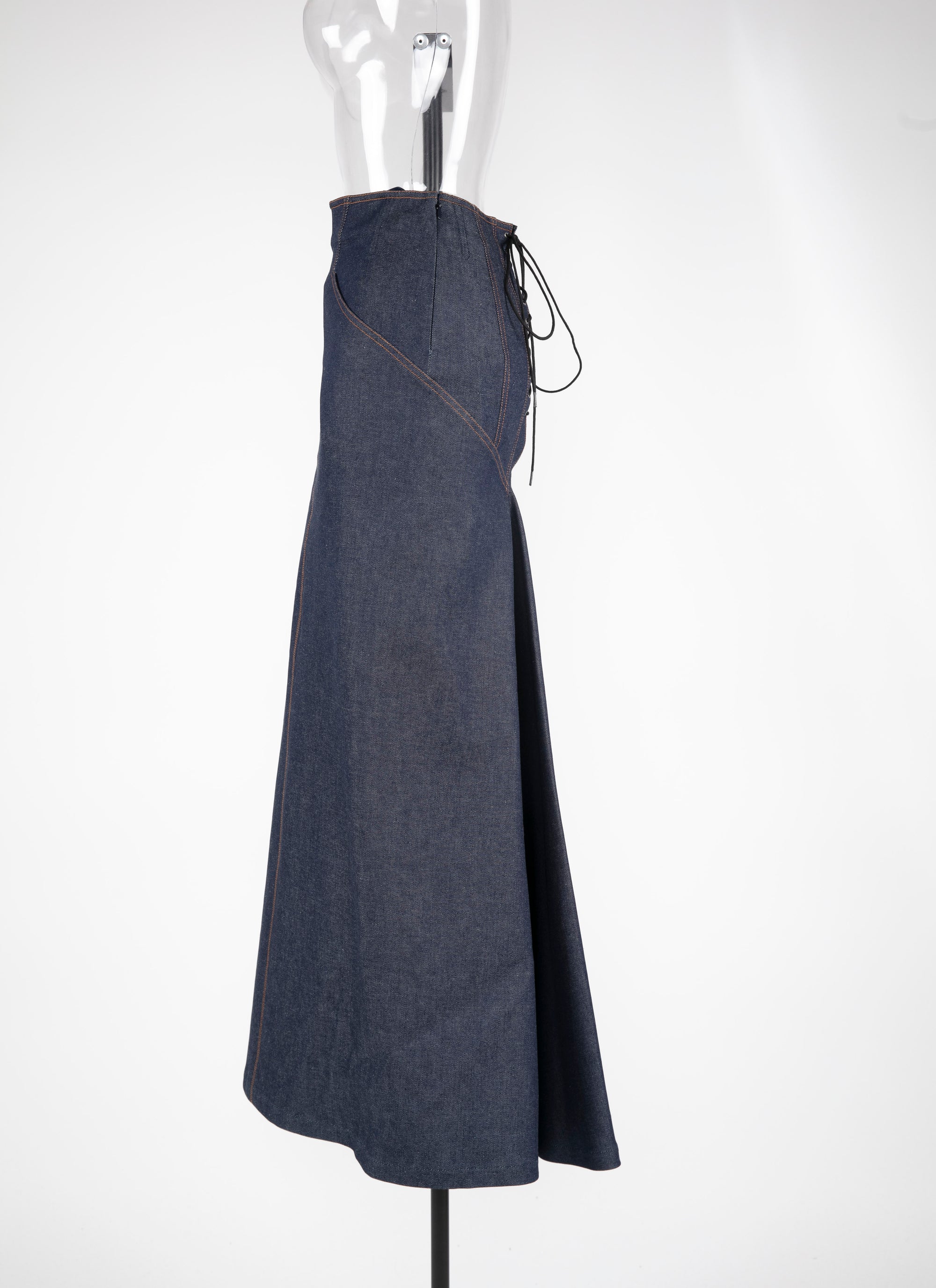 Denim lace-up skirt - Dark Navy
