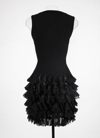 Robe à volants en maille - Noir