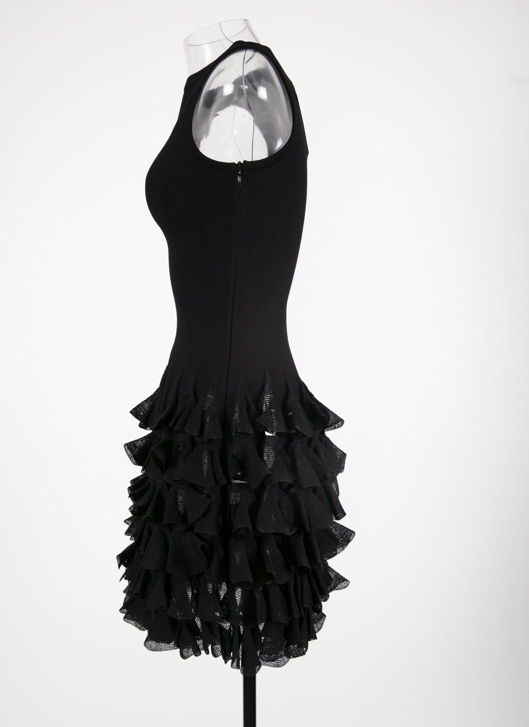 Robe à volants en maille - Noir