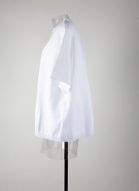 Pull à manches courtes en maille - Blanc