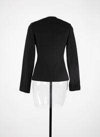 Veste à col carré en toile - Noir