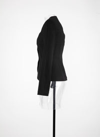 Veste à col carré en toile - Noir