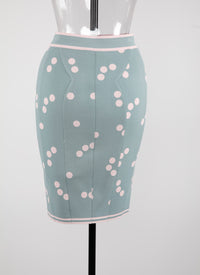 Lightweight polka dot knit skirt - Blue & Pink