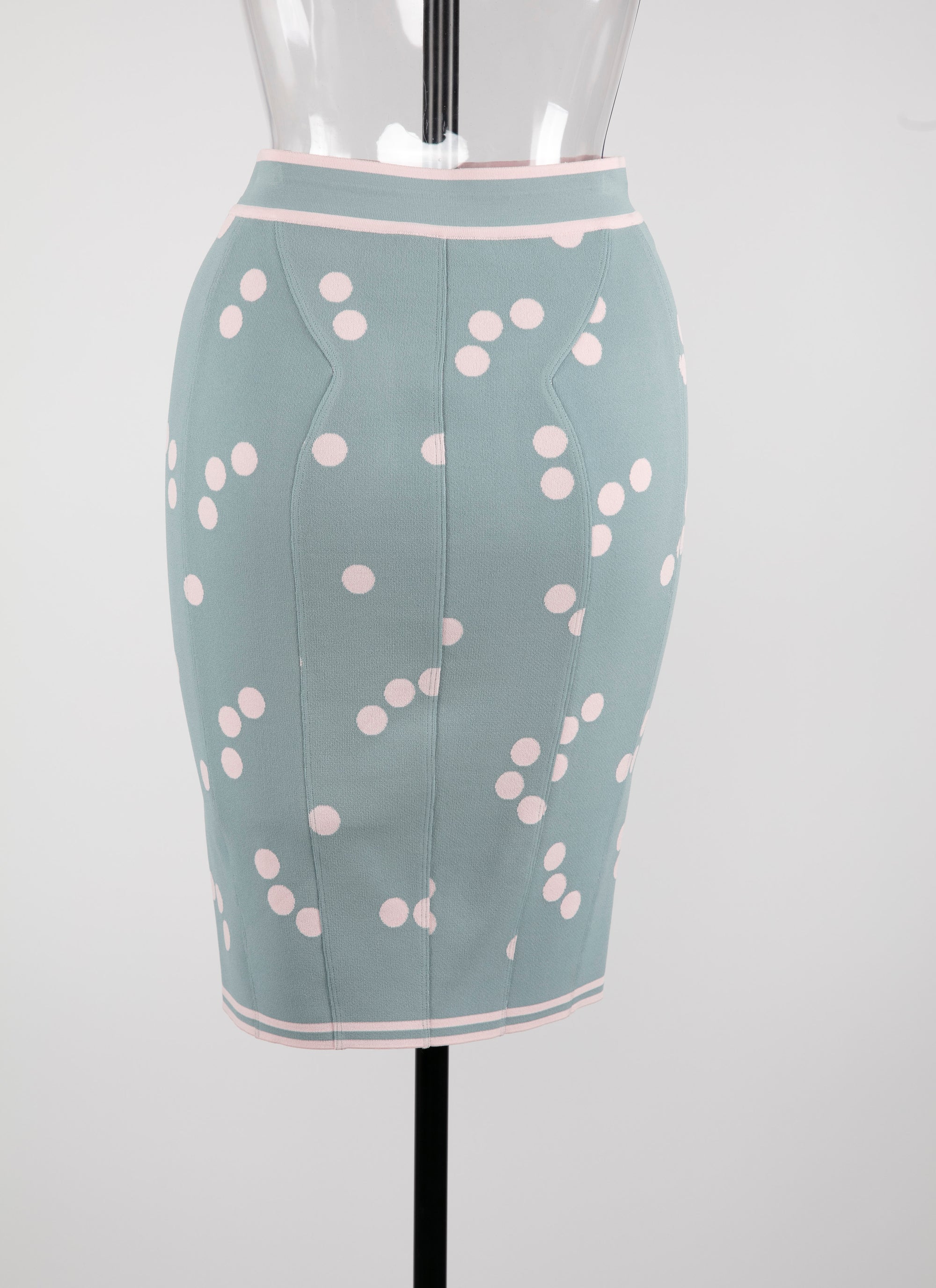 Lightweight polka dot knit skirt - Blue & Pink