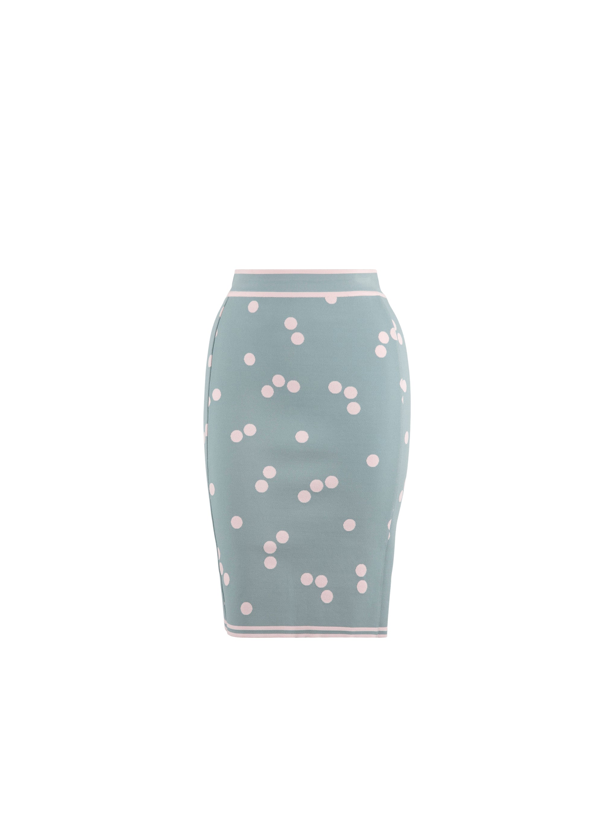Lightweight polka dot knit skirt - Blue & Pink