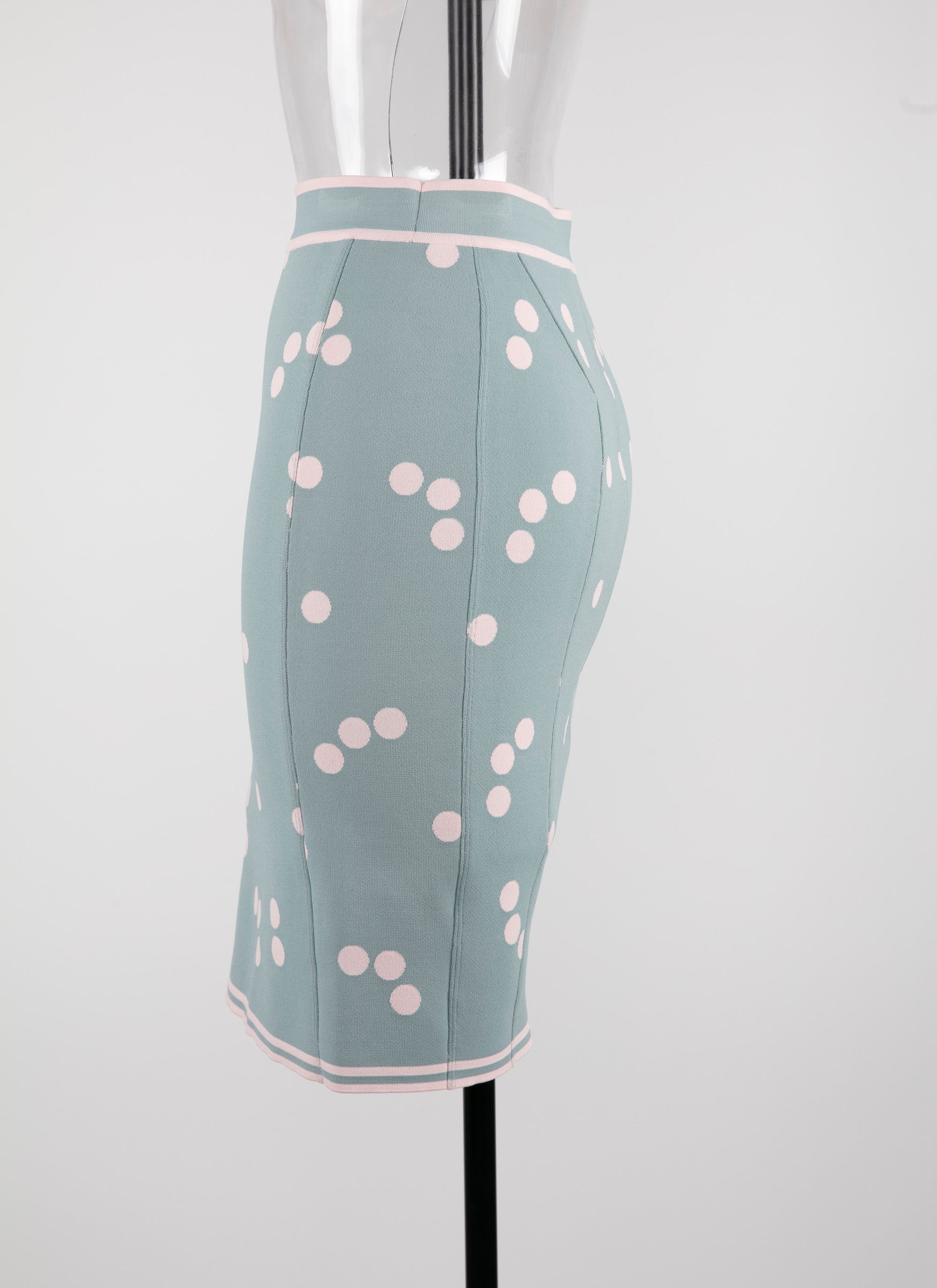 Lightweight polka dot knit skirt - Blue & Pink