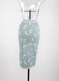 Light polka dot knit maxi skirt - Blue & Pink