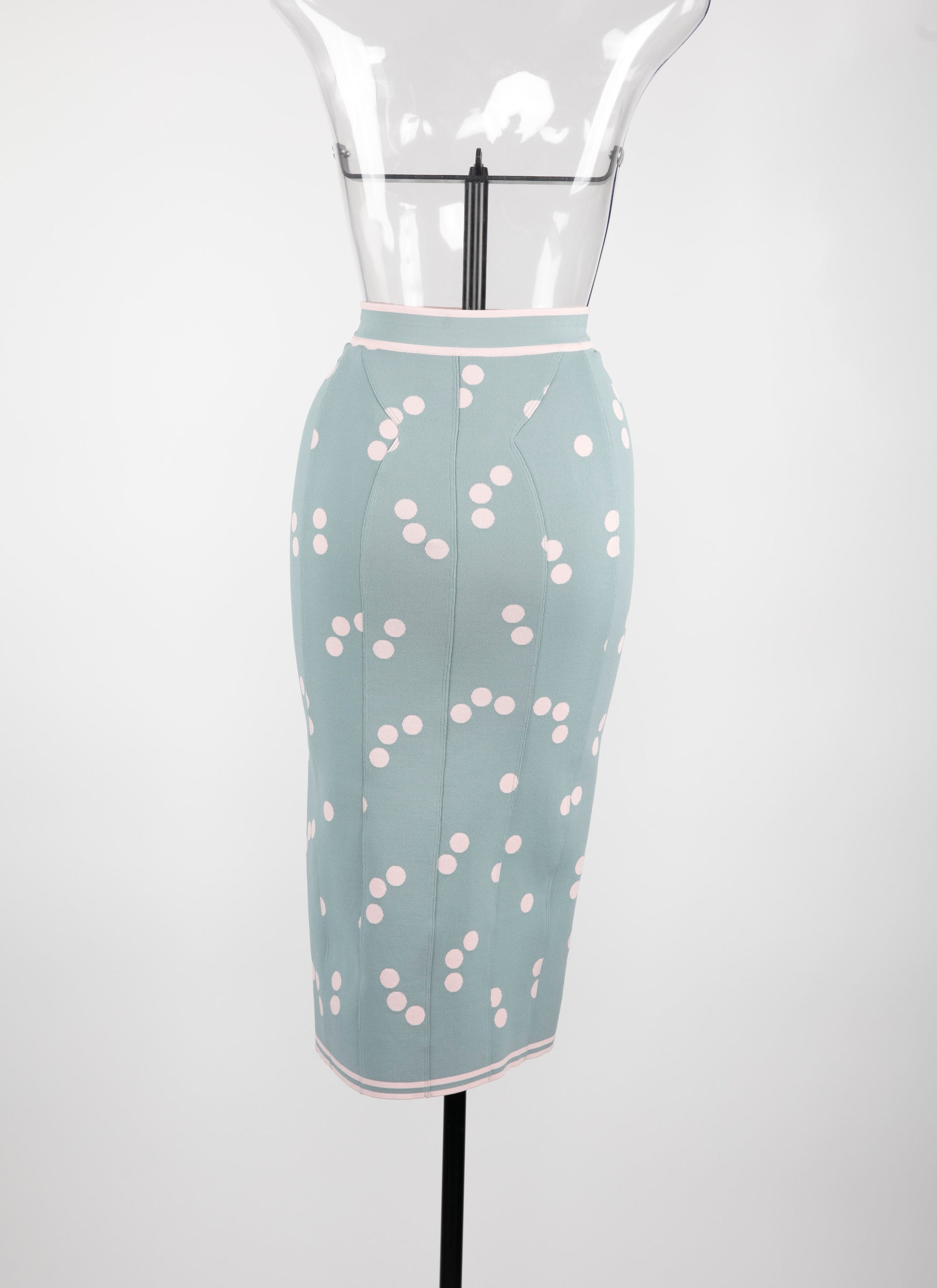 Light polka dot knit maxi skirt - Blue & Pink