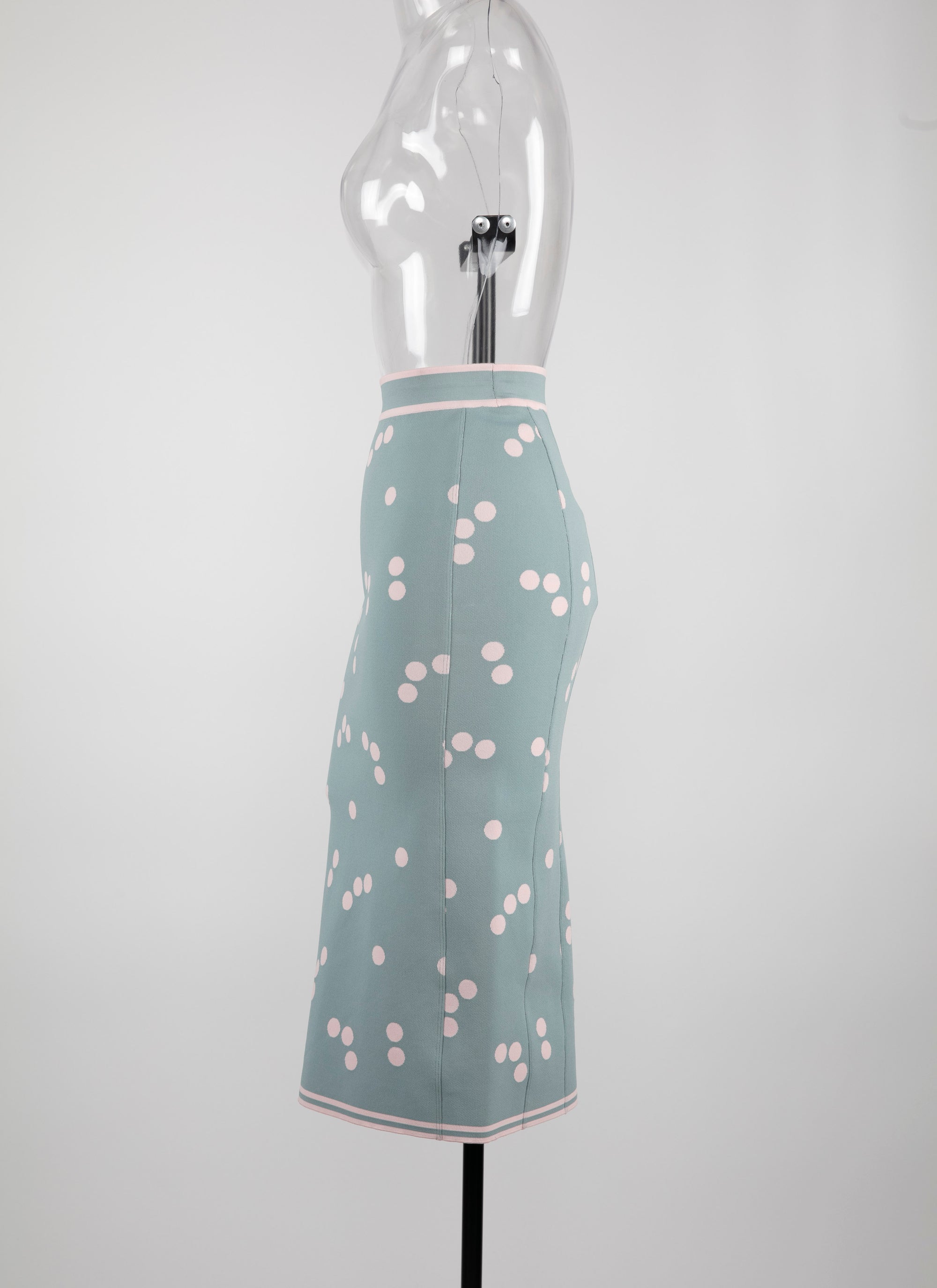 Light polka dot knit maxi skirt - Blue & Pink