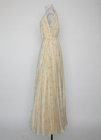 Robe sans manches Mousseline à pois en soie - Rose