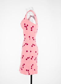 Robe courte édition 1991 à pois en maille - Rose