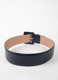 Leather wide buckle belt - Night