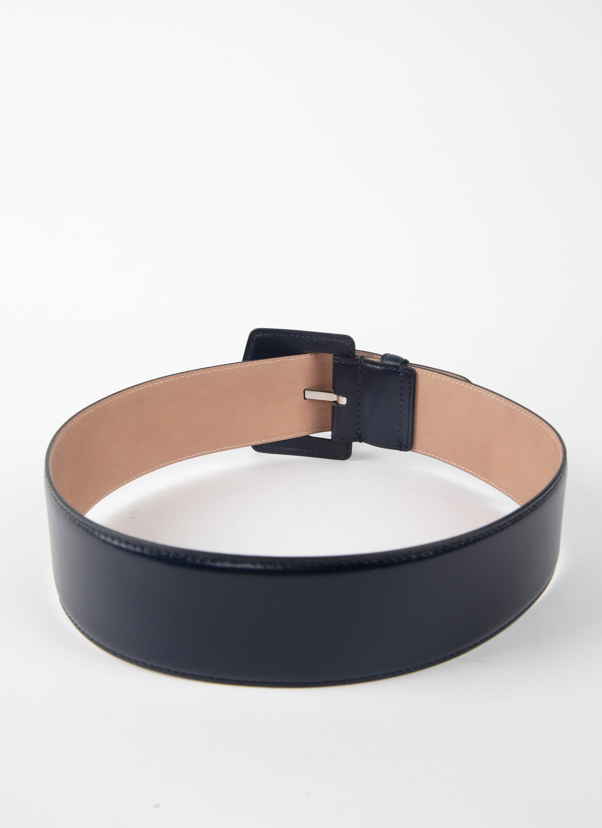 Leather wide buckle belt - Night
