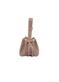 Rose Marie mini openwork bag, in leather - Sand