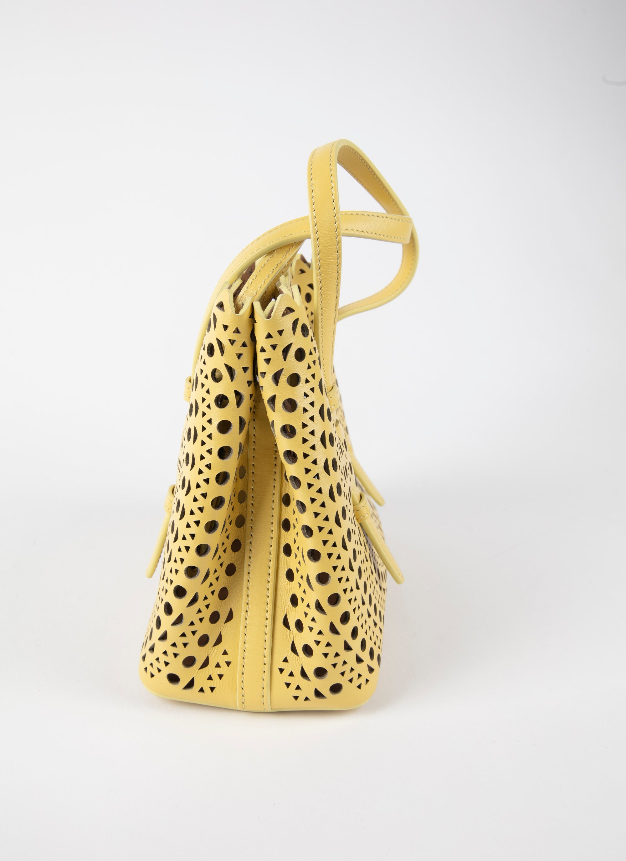 Mini openwork bag in leather - Topaz