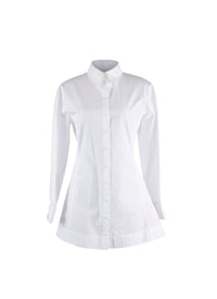 Chemise cintrée et plissée en popeline japonaise - Blanc Neige