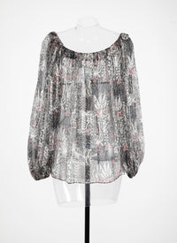 Blouse à fleurs en soie - Multicolore