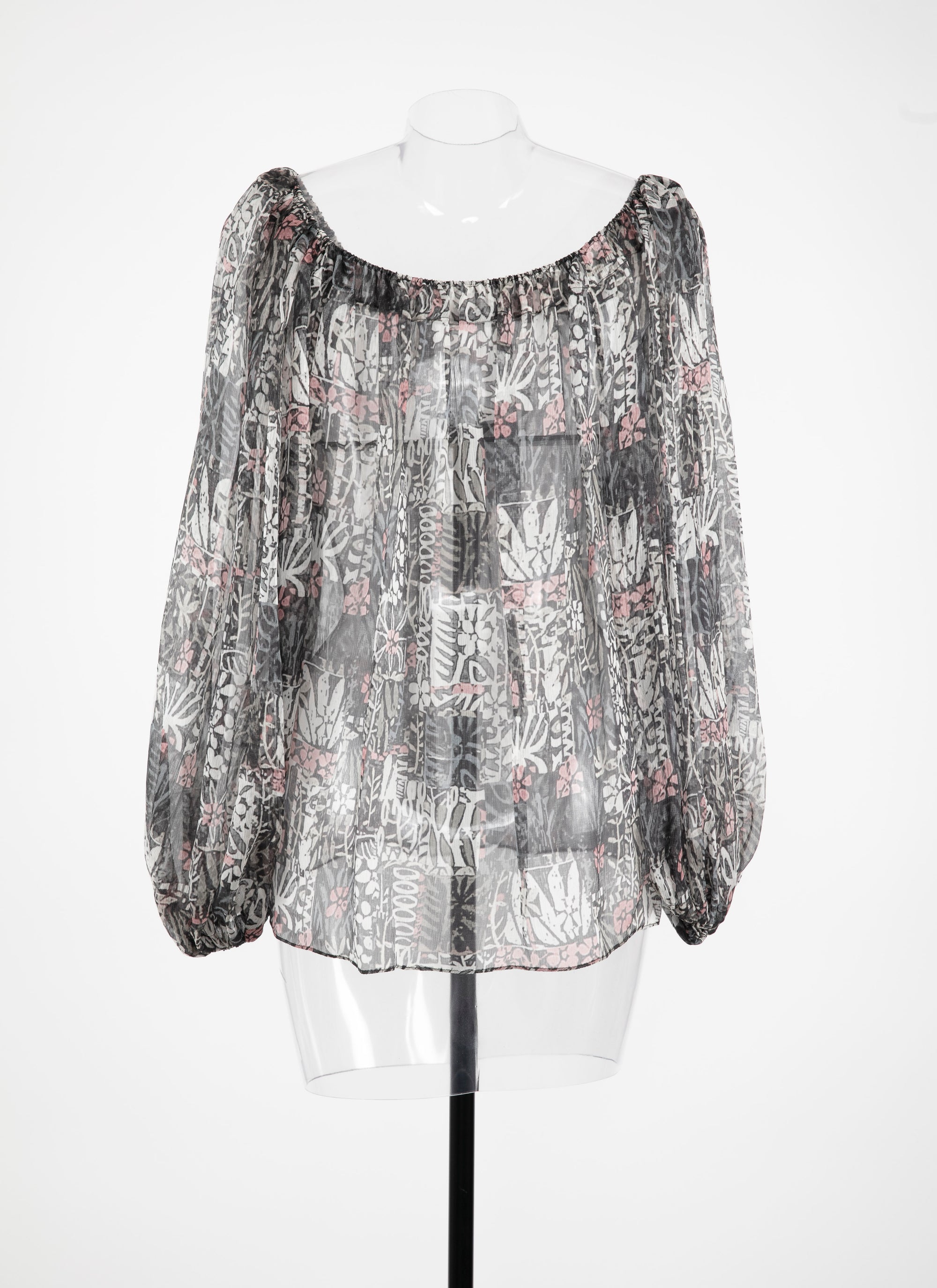 Blouse à fleurs en soie - Multicolore