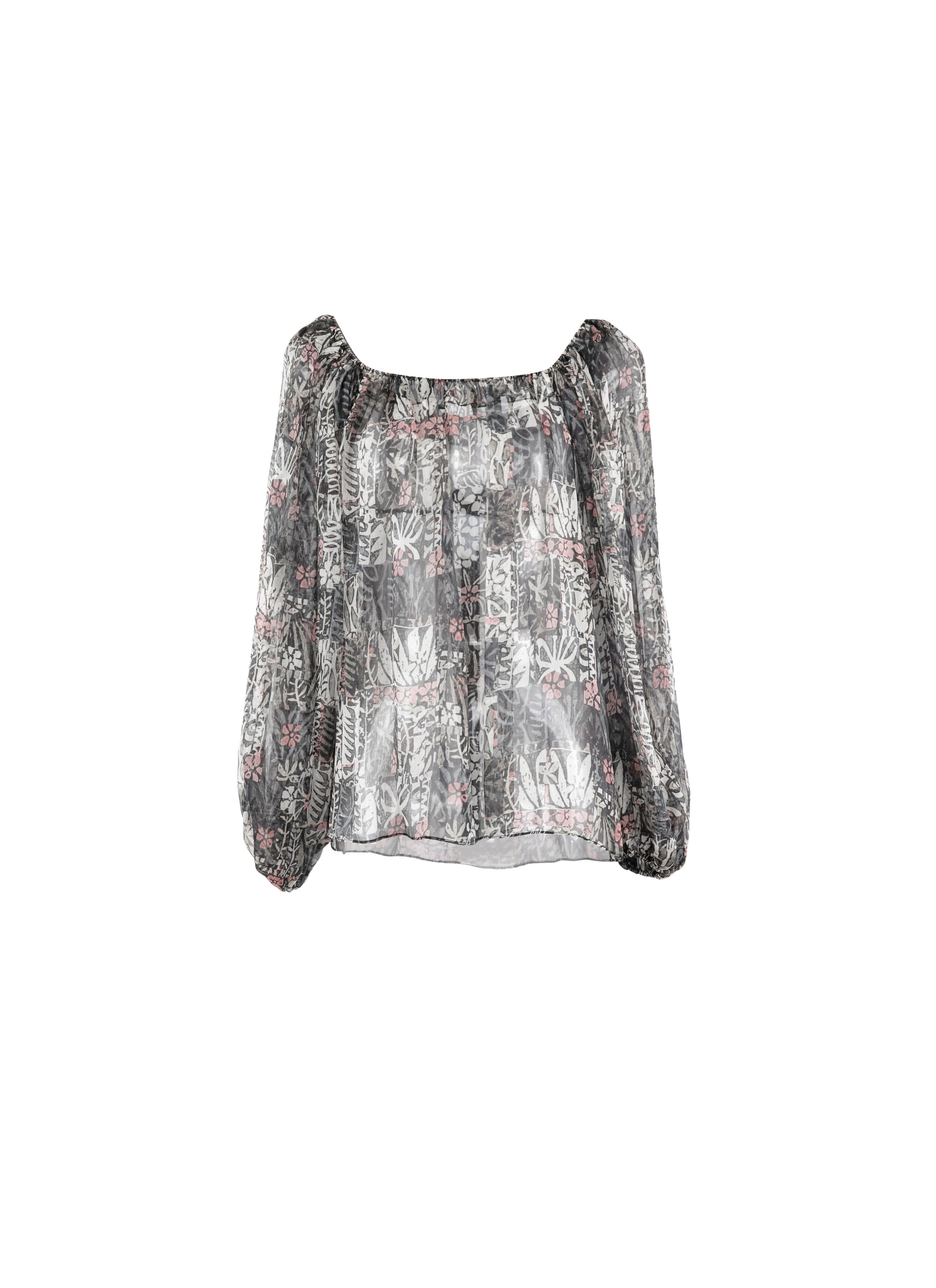 Blouse à fleurs en soie - Multicolore