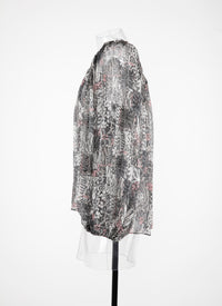 Blouse à fleurs en soie - Multicolore