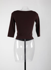 3/4 sleeve knitted jumper - Dark Brown