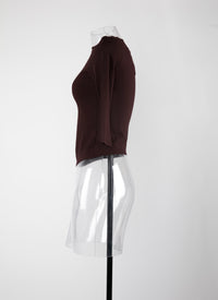 3/4 sleeve knitted jumper - Dark Brown