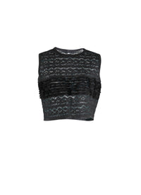 Ruffle Sleeveless Top - Black & Blue