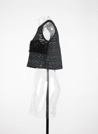 Ruffle Sleeveless Top - Black & Blue