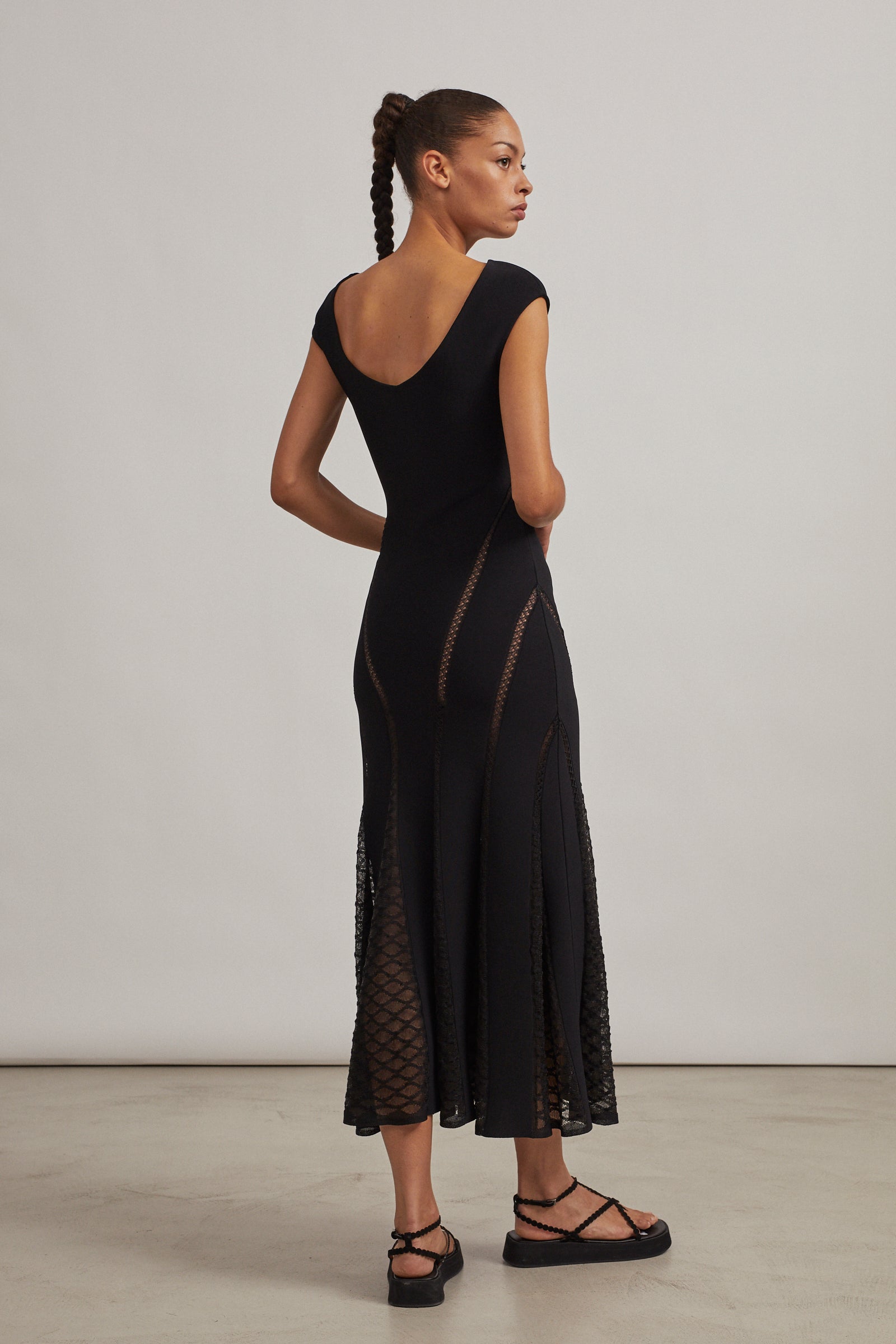 Knitted boat neck maxi dress - White