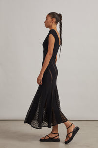 Knitted boat neck maxi dress - White