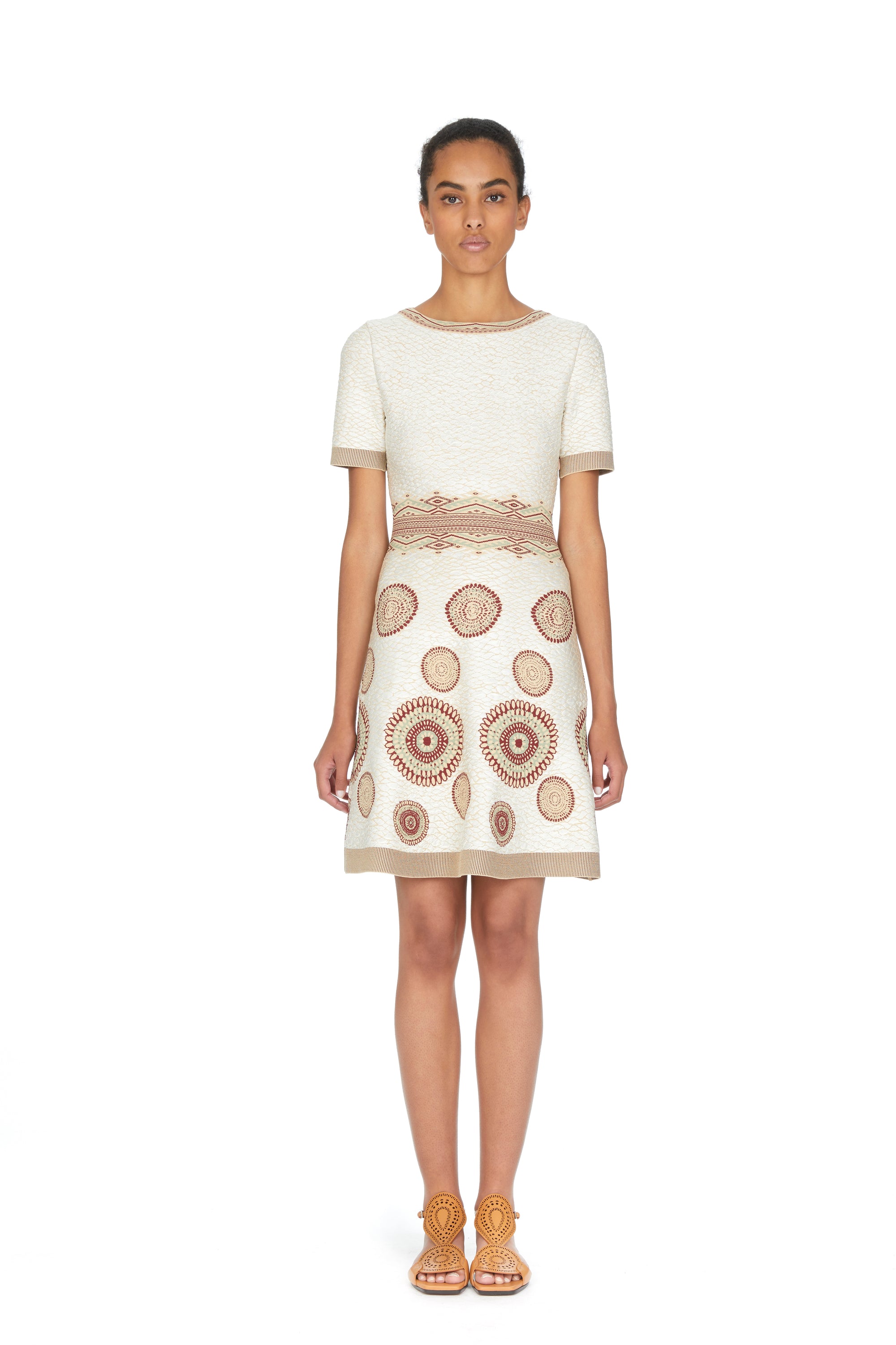 Round knitted flared dress - Night & Bordeaux