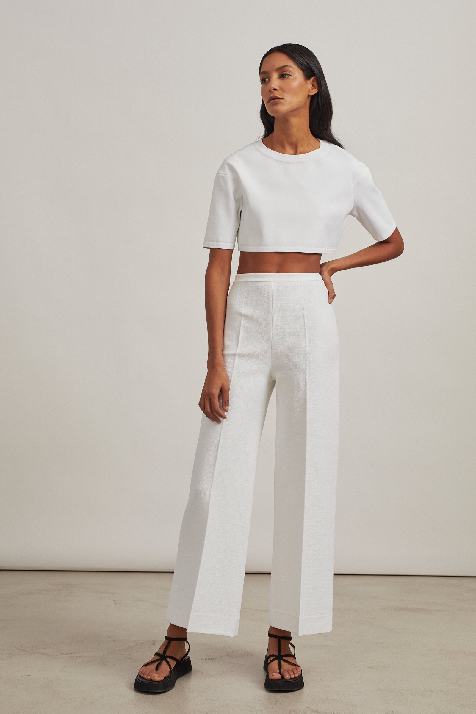 Pull court en maille - Blanc