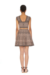 Short skirt with lynx print - Flesh & Black
